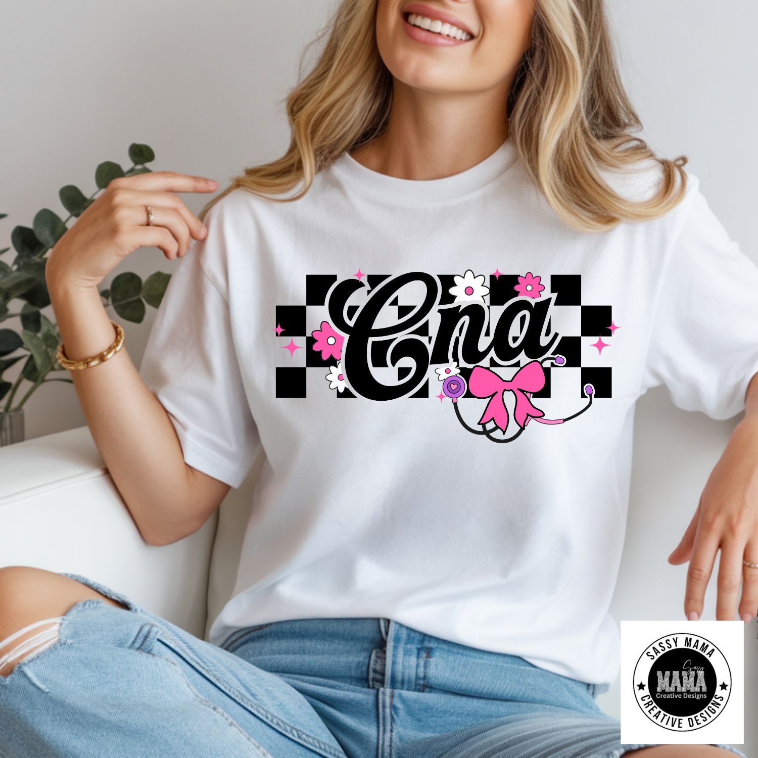 CNA Checkered Bow Glam Shirt