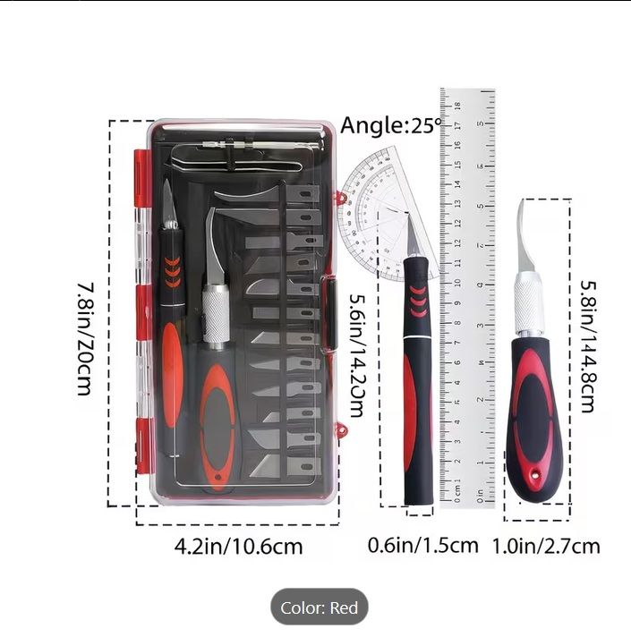 Exacto style knife kit set with 16 ultra sharp blades and 3 handles