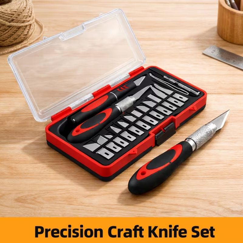 Exacto style knife kit set with 16 ultra sharp blades and 3 handles