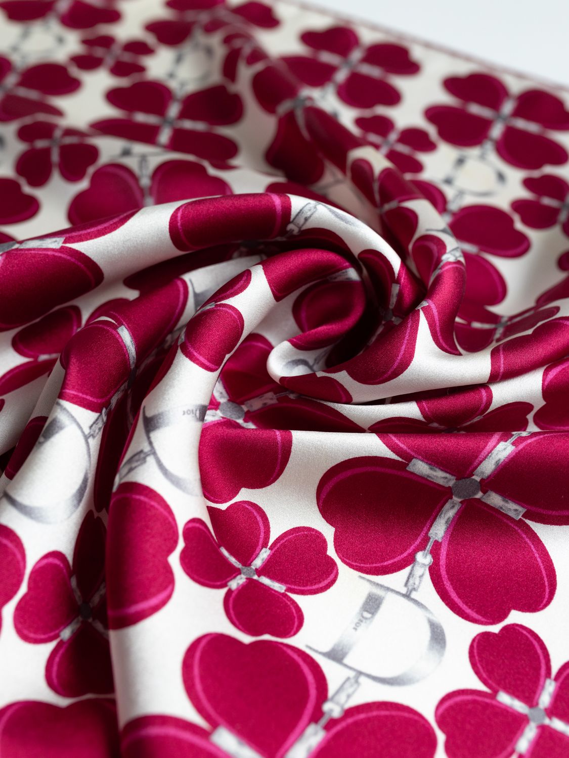Christian Dior Heart Clover Silk Scarf