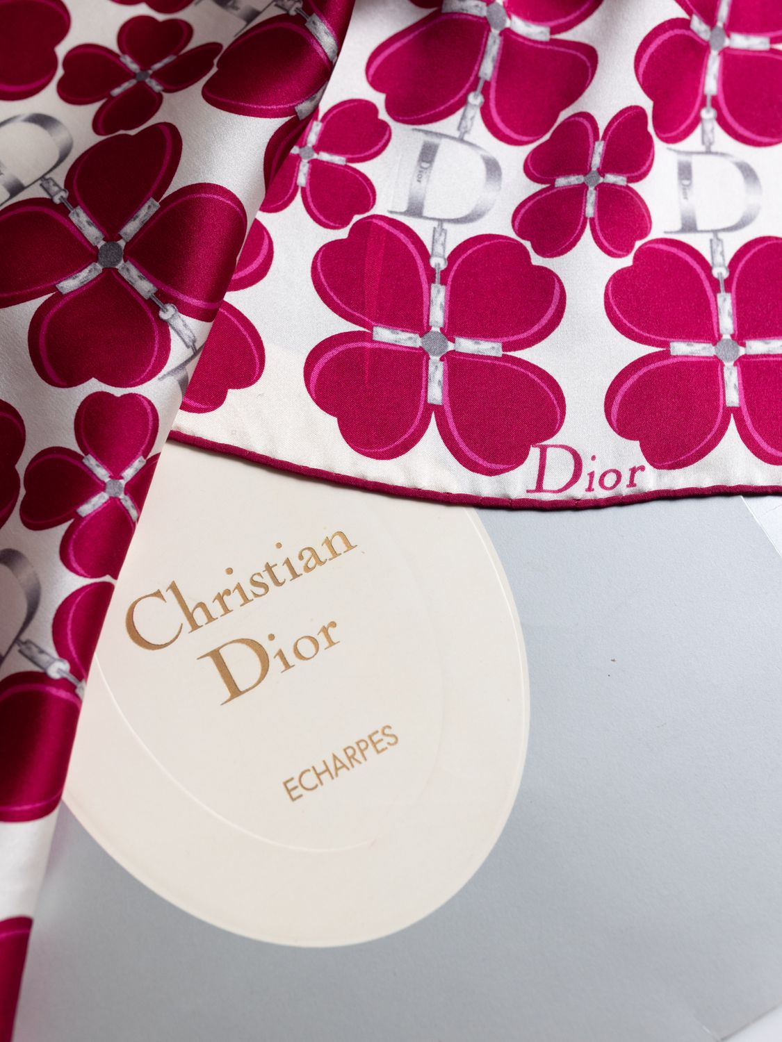 Christian Dior Heart Clover Silk Scarf