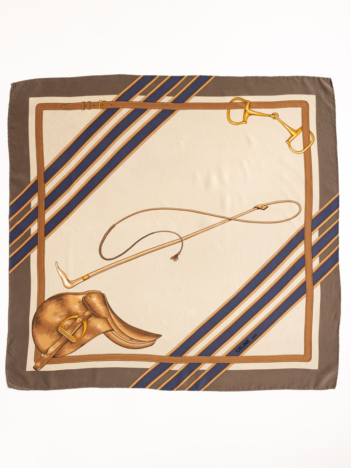 Celine Riding Cap &amp; Whip Silk Scarf