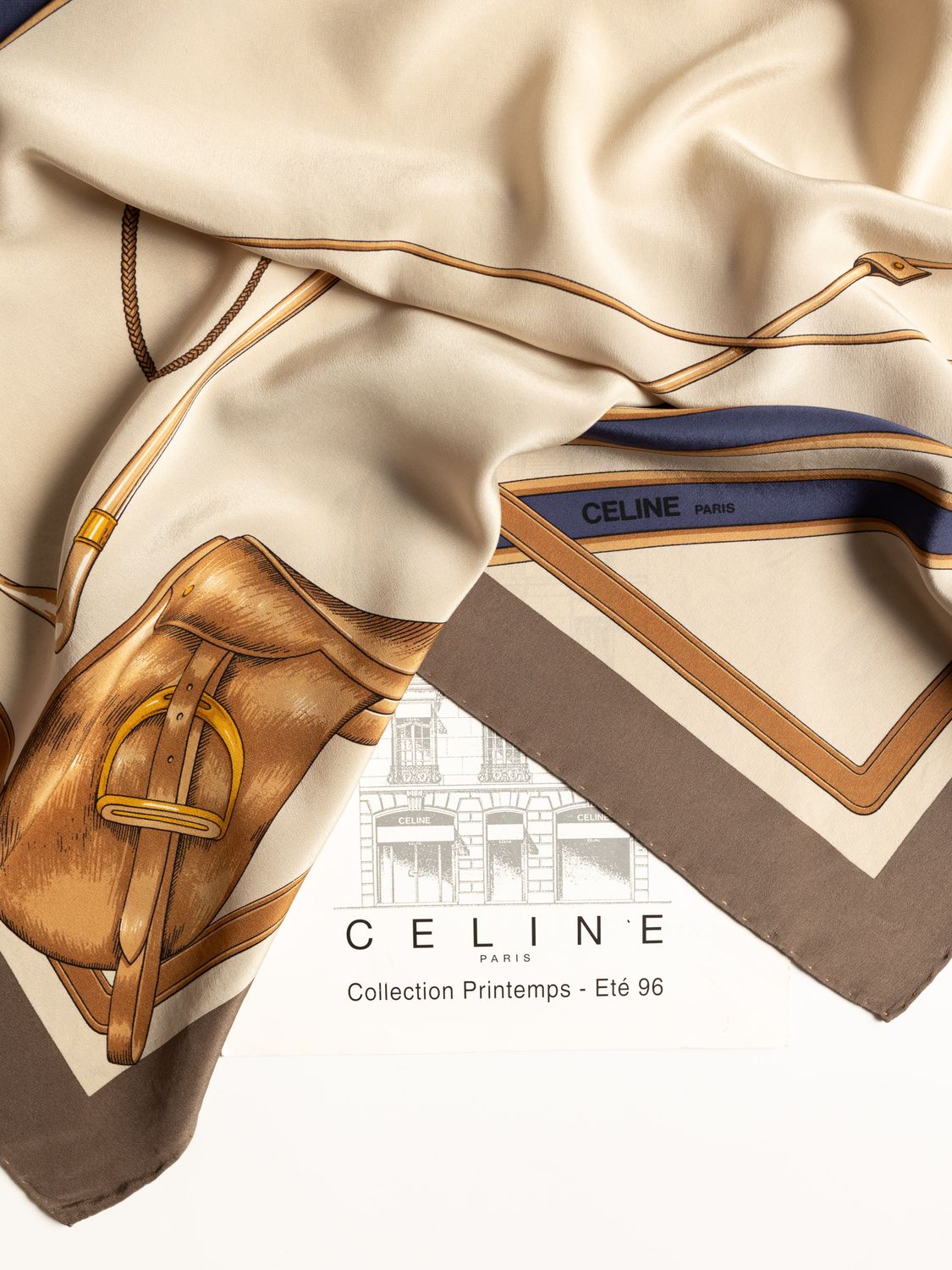 Celine Riding Cap &amp; Whip Silk Scarf