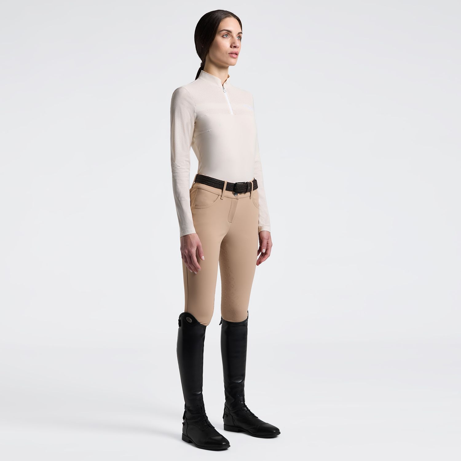 Polo d'entraînement à manches longues et perforations pour femme SS26 Cavalleria Toscana 1E00 Polo d'entraînement à manches longues et perforations pour femme SS26 Cavalleria Toscana 1E00