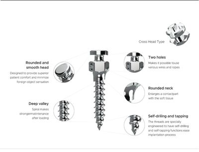 MINI SCREW Titanium (Standard/Crosshead) 1.6 dia - 1PCS - GNI KOREA