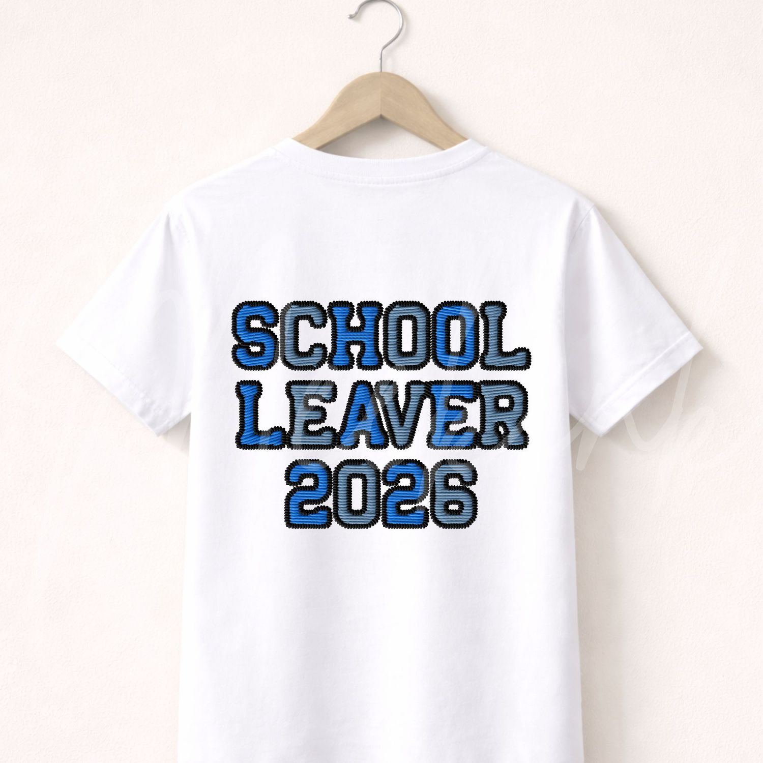 Blue Faux Embroidery Effect School Leaver DTF 2026