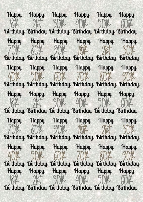 Happy Birthday Adult Ages 6cm A3 UVDTF - DTF or SUB