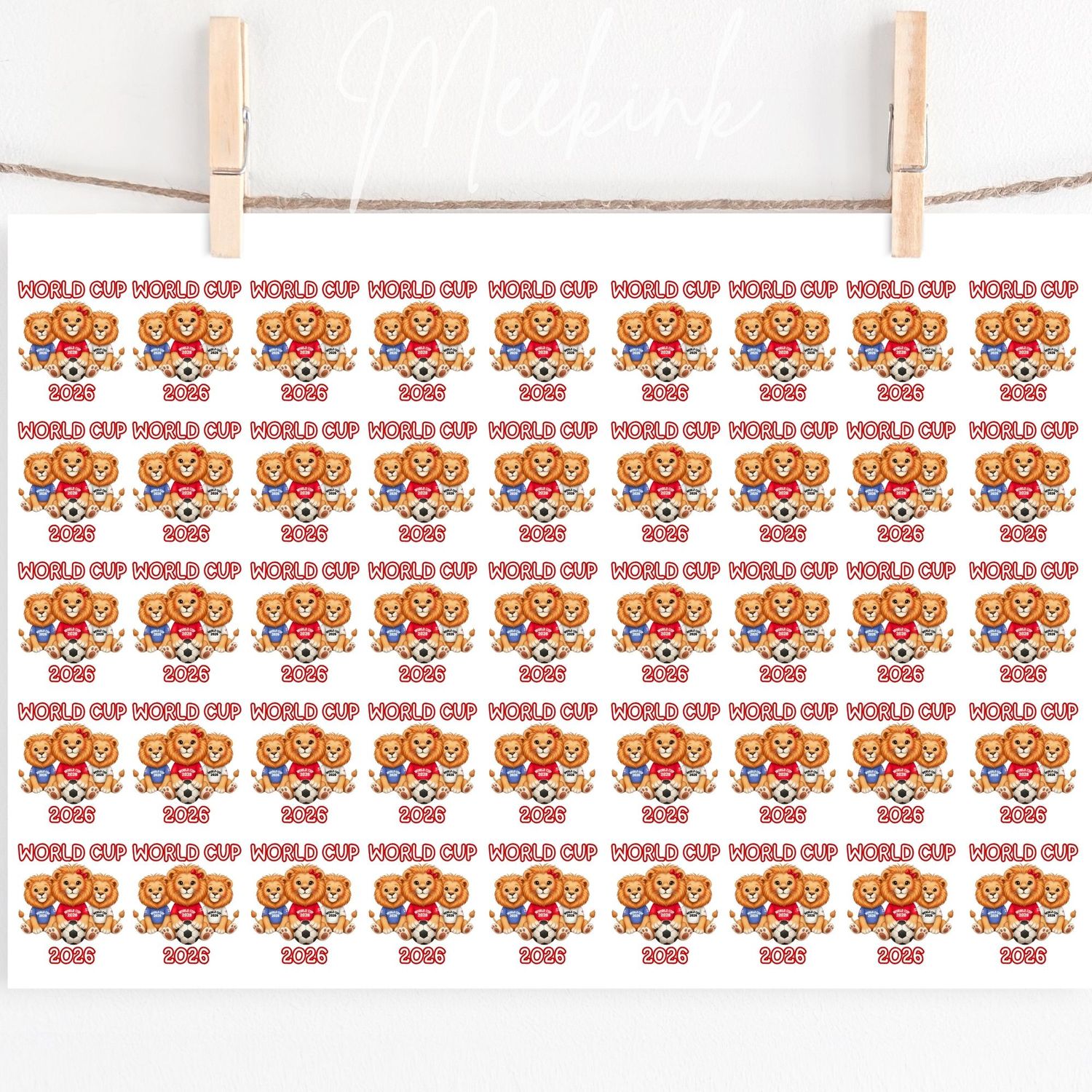 3 Lions Football Hair Bow Sheet A4 Sheet DTF or UVDTF