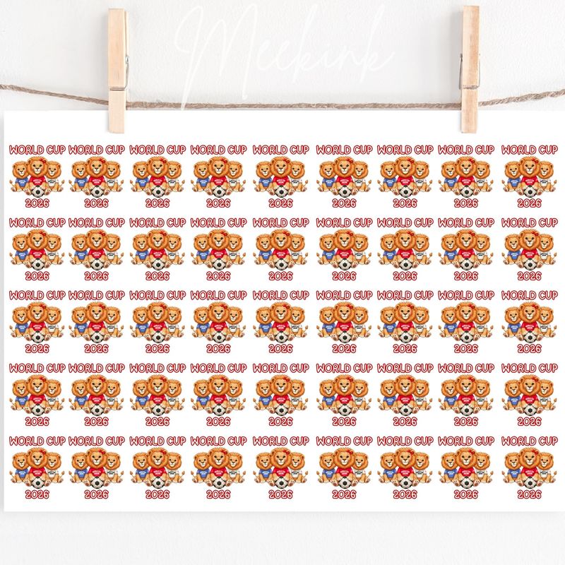 3 Lions Football Hair Bow Sheet A4 Sheet DTF or UVDTF