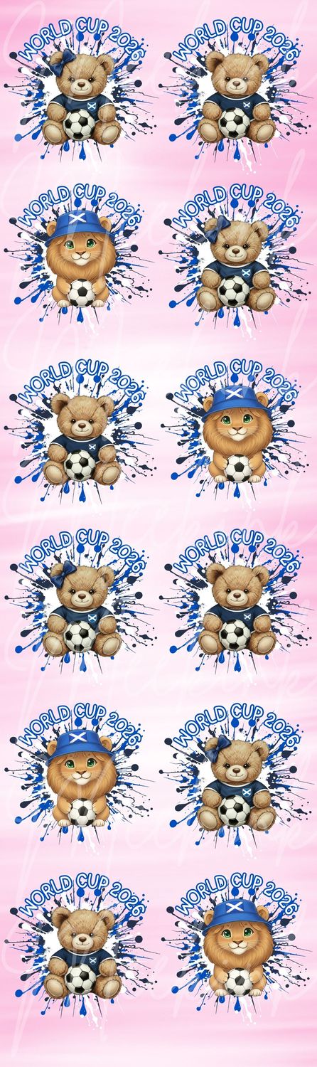 Scotland Football Bear &amp; Lion Metre Sheet DTF Decals