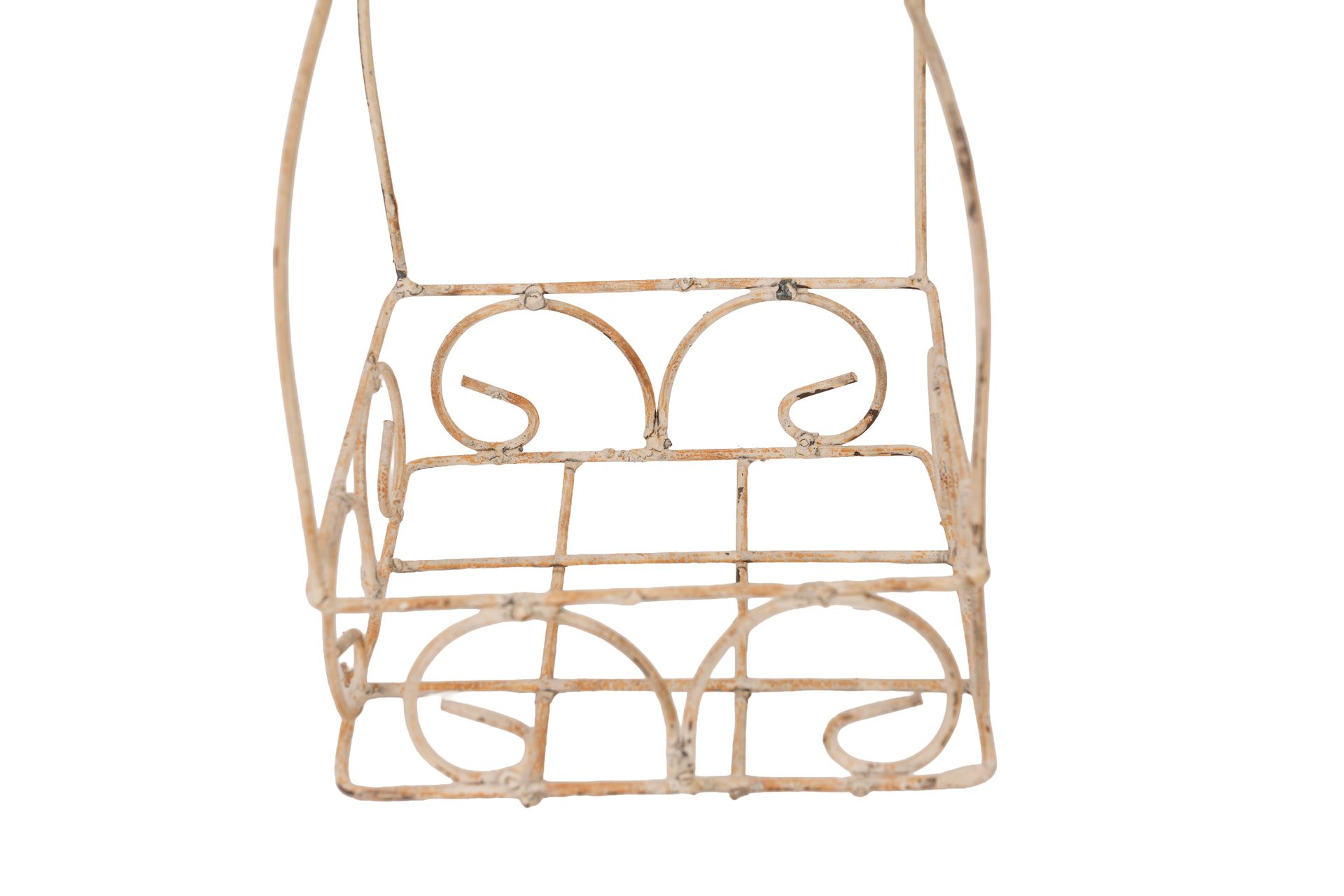 Pendleton Hanging Iron Planter Garden Basket-White-8x16H inches
