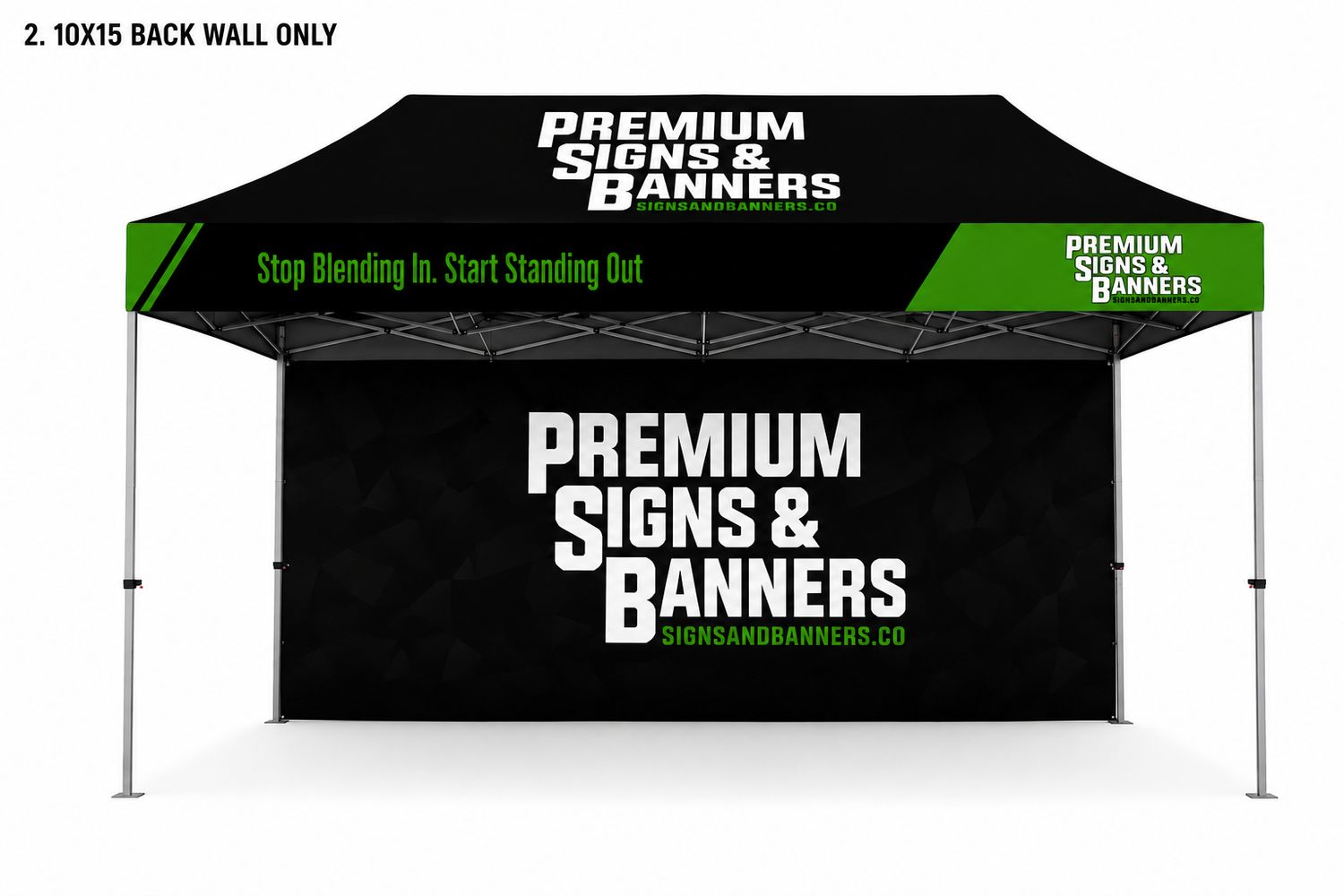 Custom Aluminum 10x15 Pop Up Canopy + Back Wall