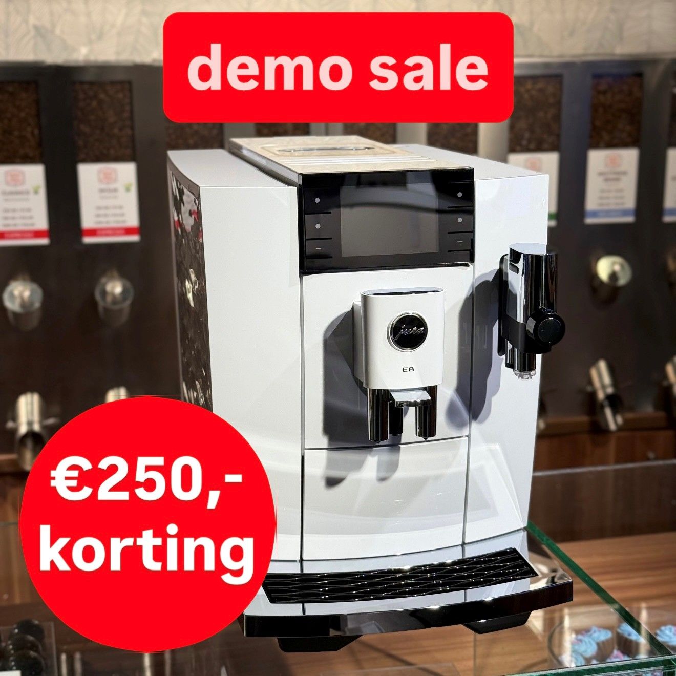 Jura E8 Piano White (ED) DEMO KORTING, 25 maanden garantie
