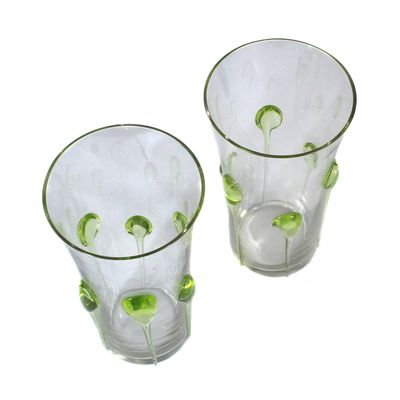 2 Becher mit Tropfenauflagen, Köln Ehrenfeld, Serie Mignon um 1900