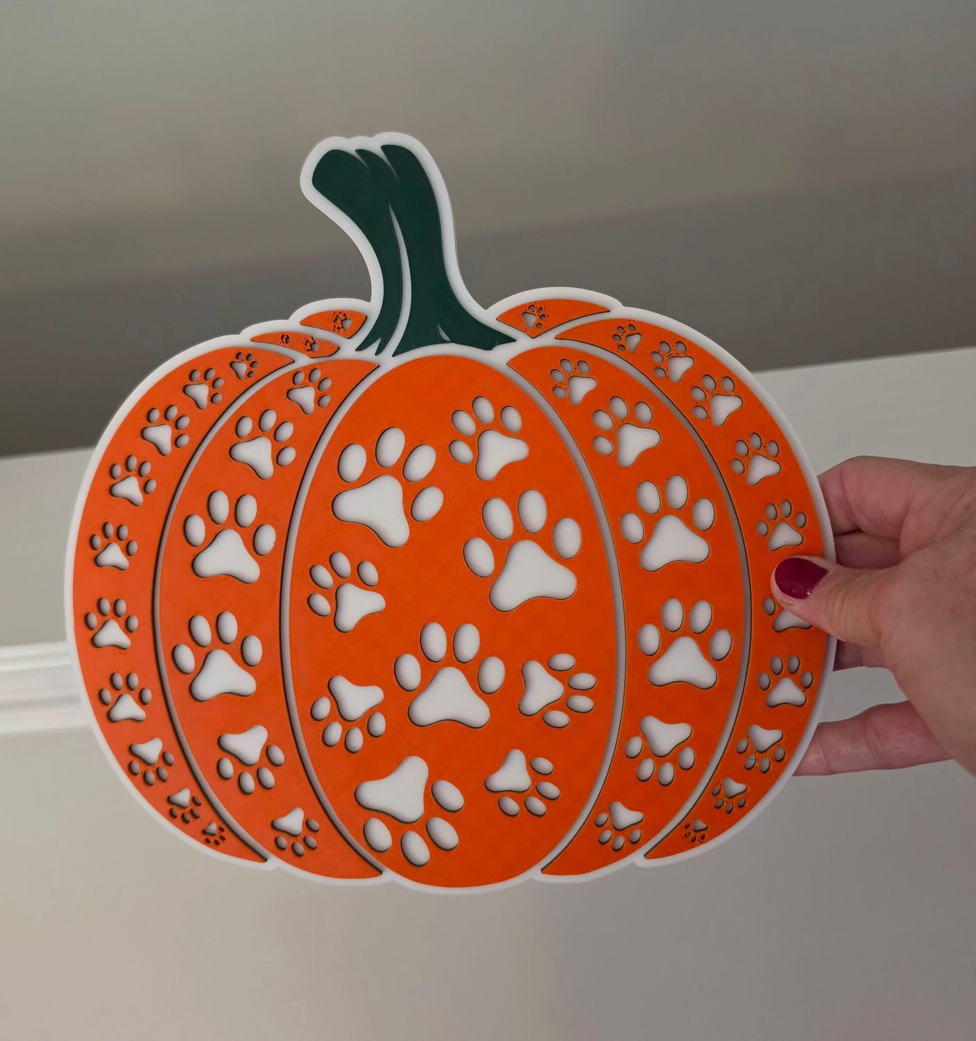 3D Pumpkin Dog Paw Sign