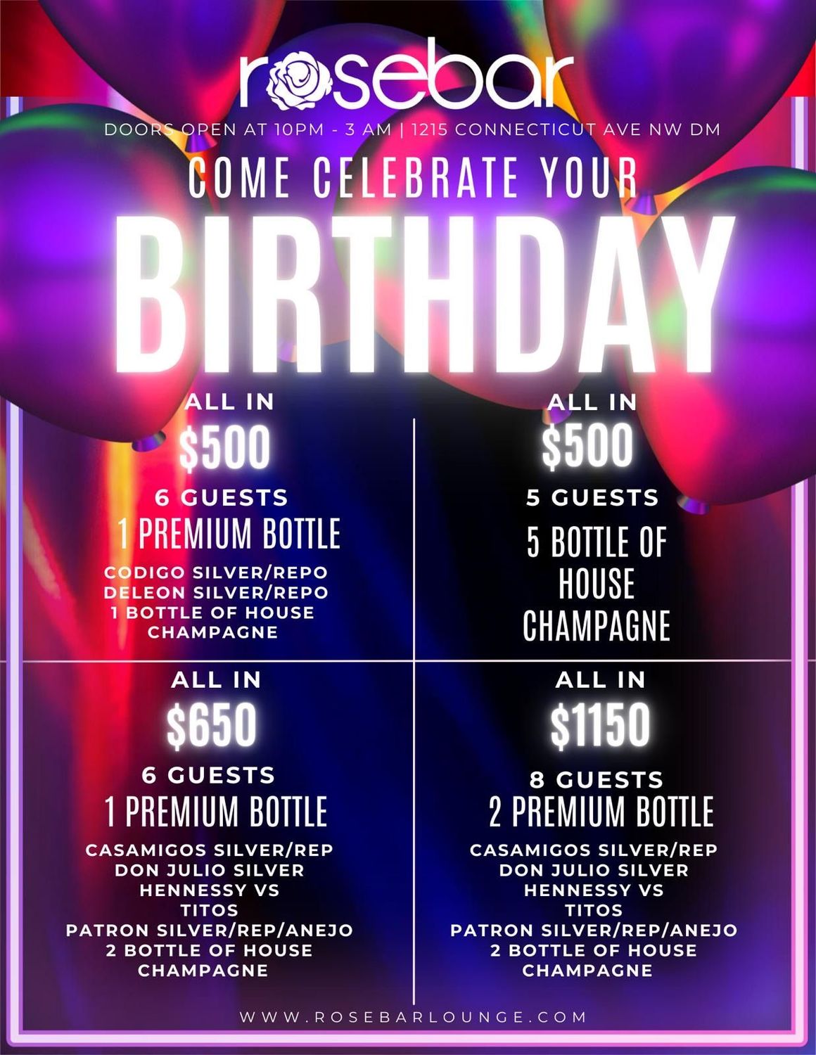 Friday & Saturday Birthday Package