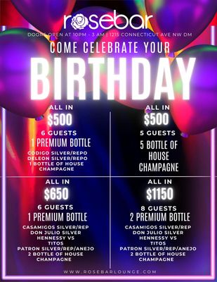 Friday & Saturday Birthday Package