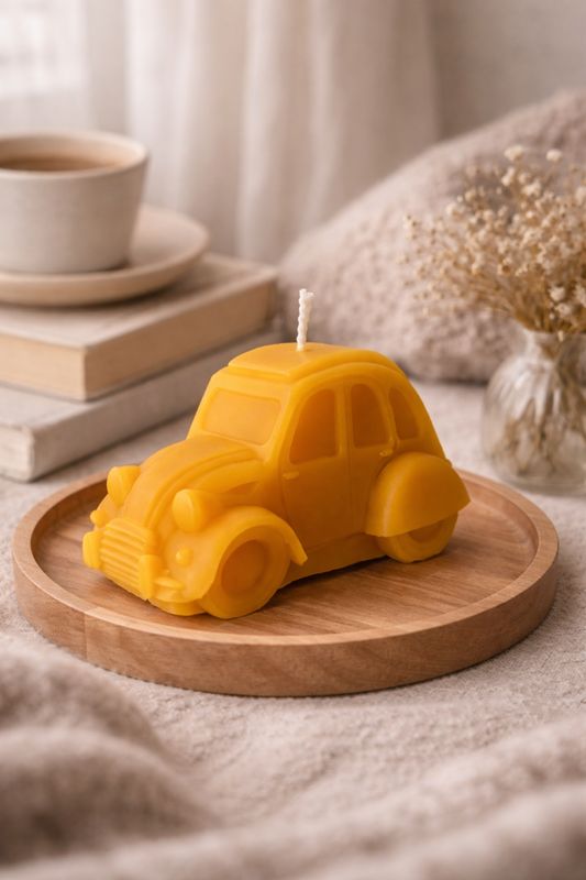 Bougie moulée "2cv" 100% cire d'abeille