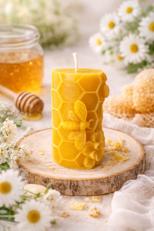Bougie moulée 100% cire d'abeille
