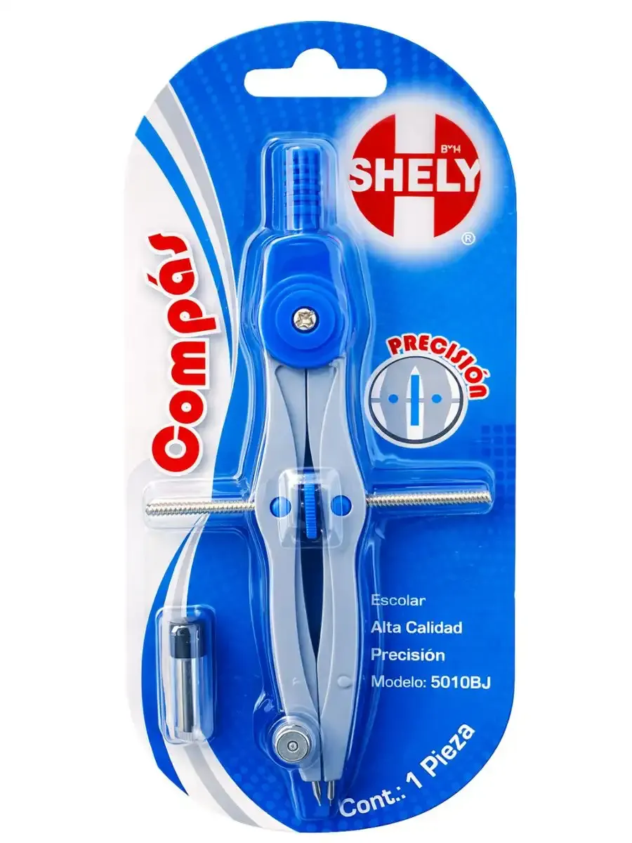 Compás de precisión marca Shely para dibujo técnico al mayoreo.