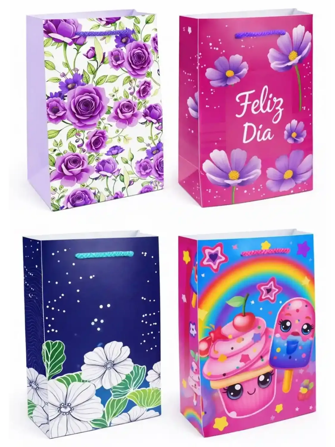 Paquete de 10 bolsas de regalo grandes para dama al mayoreo