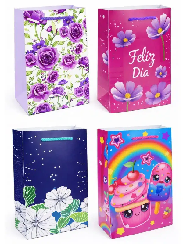 Paquete de 10 bolsas de regalo grandes para dama al mayoreo