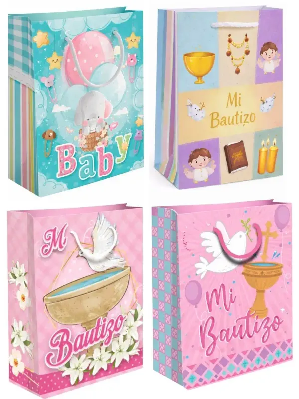 Paquete de 10 bolsas de regalo medianas 27x19cm al mayoreo.