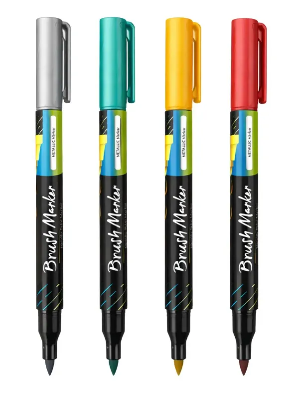 Set de 4 marcadores metálicos brillantes al mayoreo.
