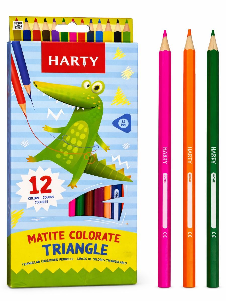 Colores Harty Triangulares 2.8mm (Caja con 12 pzas) Caja de 12 colores triangulares Harty 2.8mm al mayoreo.