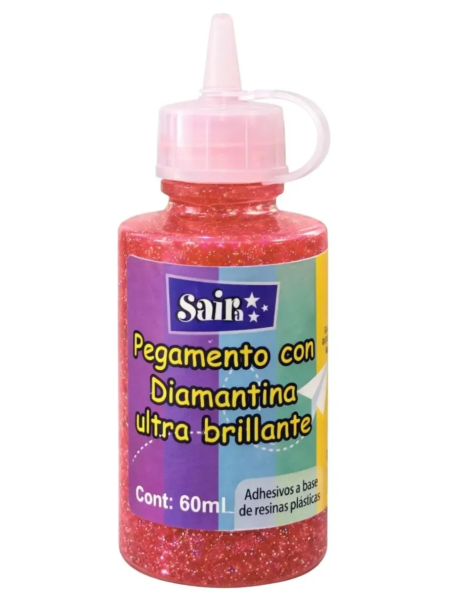 Bote de pegadiamantina Saira color cereza de 60ml.