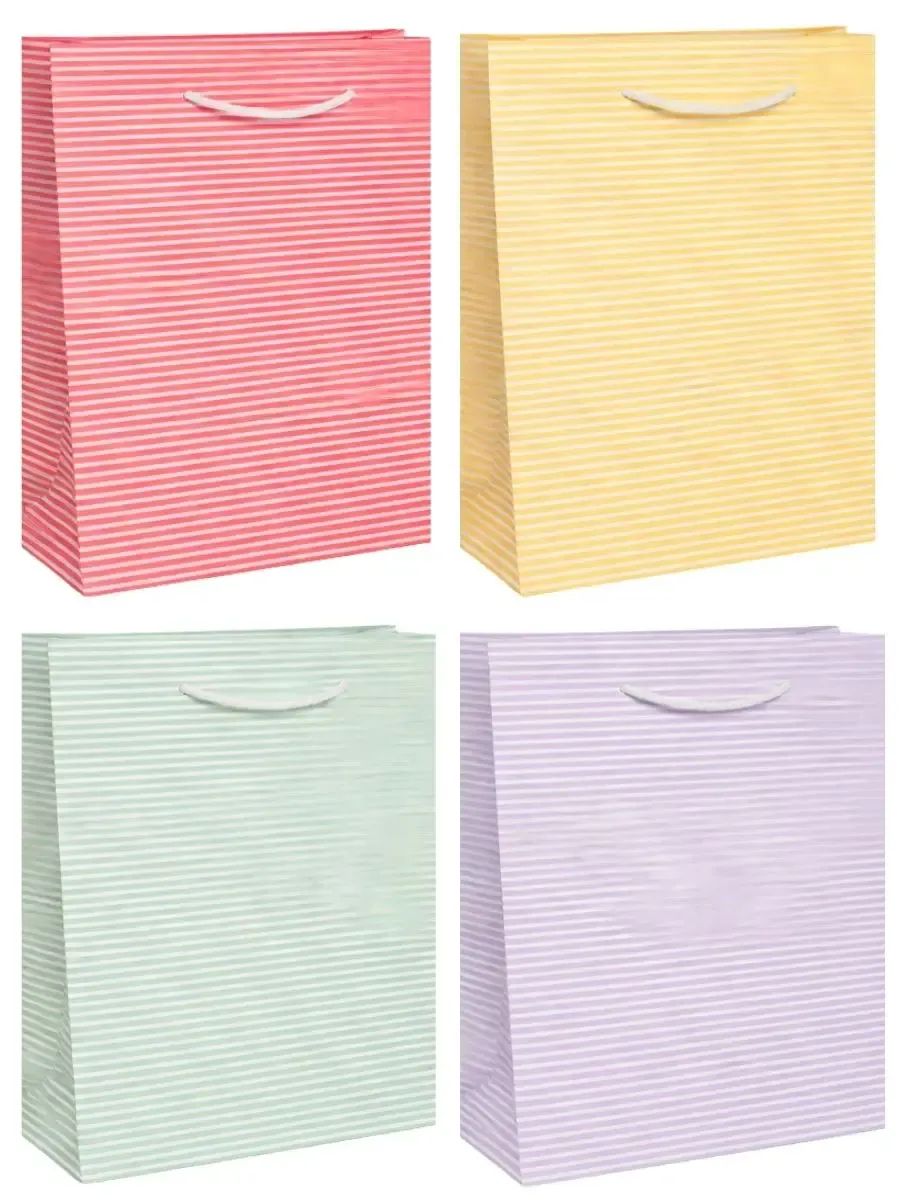 Bolsas Kraft Colores Lineas 1 Med (9 pzs) - 29x20 cm Paquete de 9 bolsas de regalo medianas marca Padcolor diseño líneas.