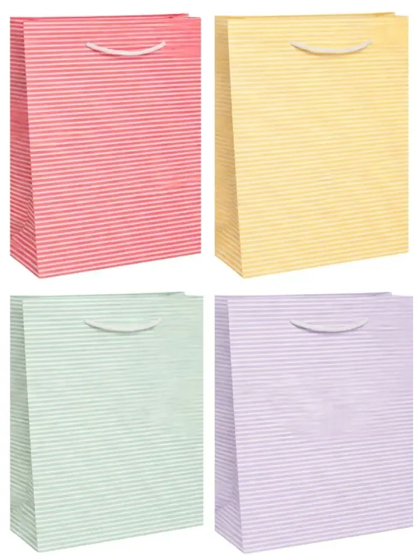 Paquete de 9 bolsas de regalo medianas marca Padcolor diseño líneas.