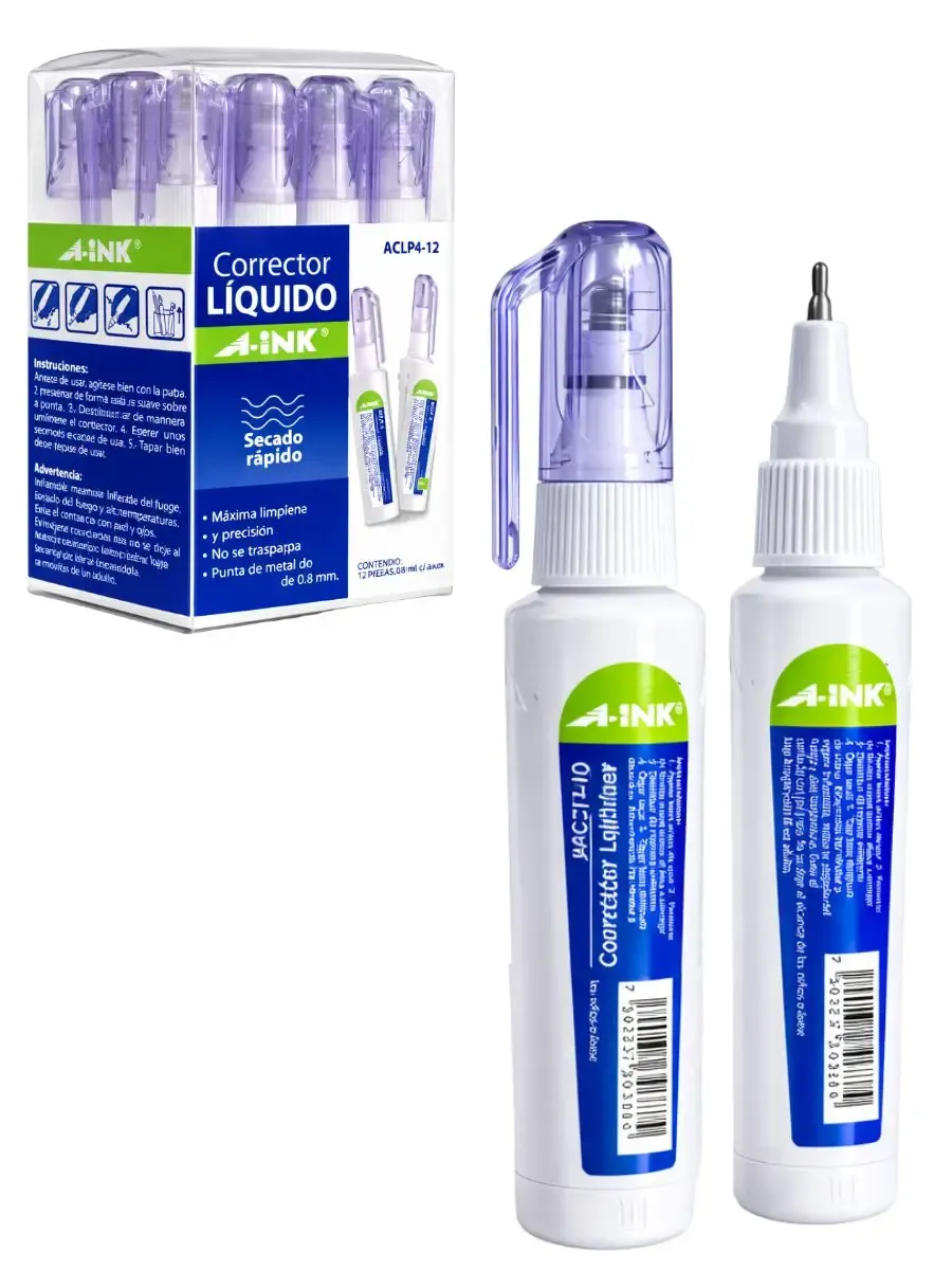 Caja de exhibición con 12 correctores líquidos Aink Mini.