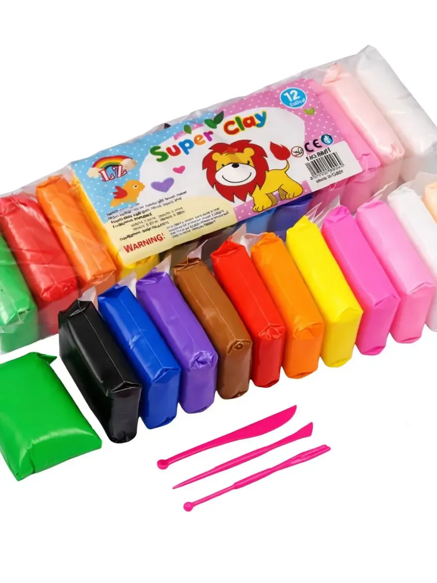 Paquete de foamy moldeable con 12 bolsas de colores y kit de herramientas.