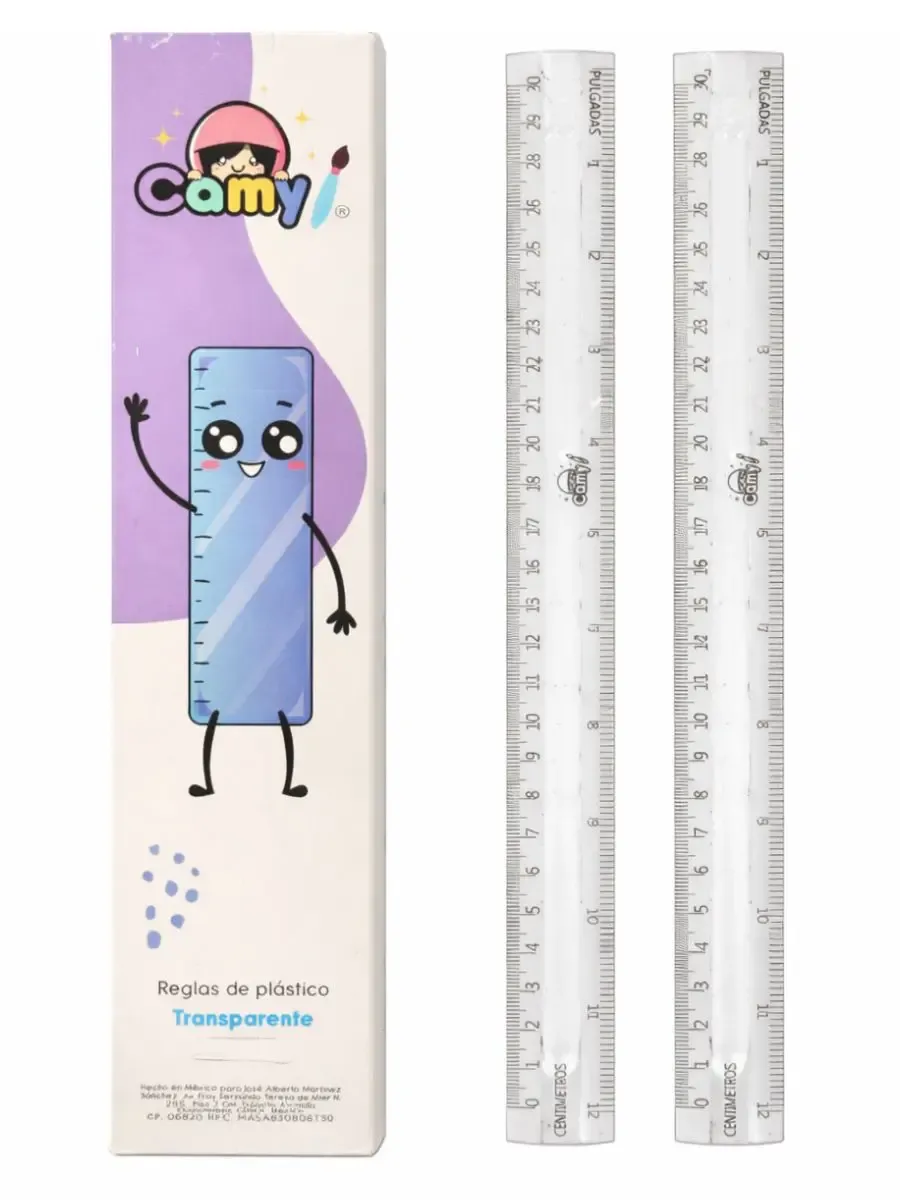 Regla de 30 cm Transparente (Caja con 25 pzs)