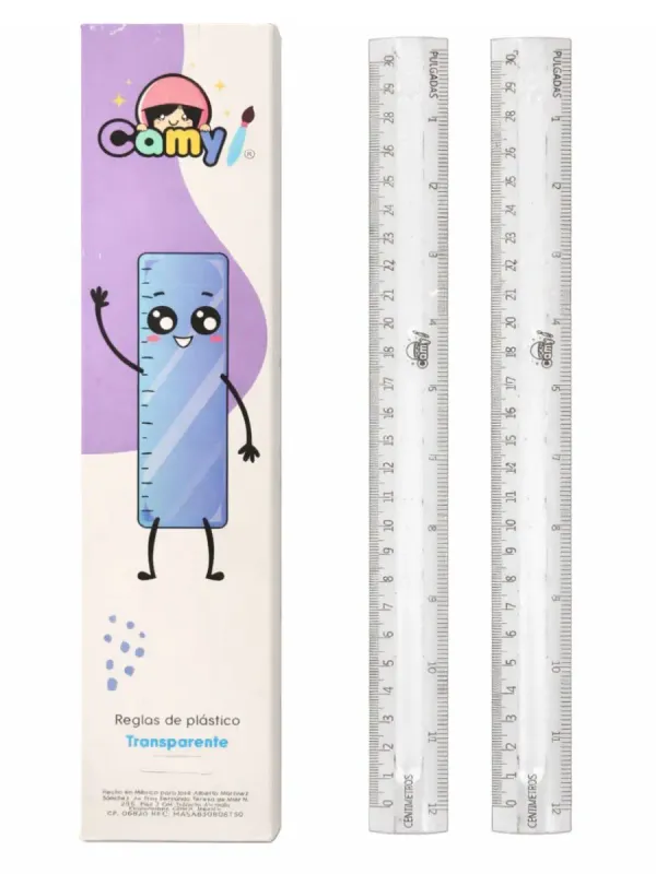 Regla de 30 cm Transparente (Caja con 25 pzs) Regla de 30 cm Transparente (Caja con 25 pzs)