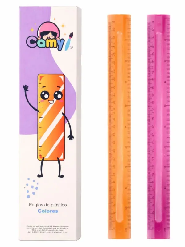 Regla de 30 cm Transparente (Caja con 25 pzs) Caja de 25 reglas de 30 cm en colores surtidos traslúcidos.