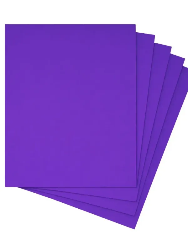 Paquete de 10 cartulinas fluorescentes morado neón.