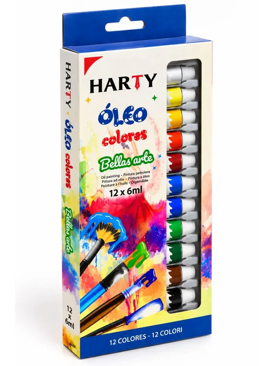 Estuche con 12 tubitos de pintura al óleo Harty 6 ml al por mayor