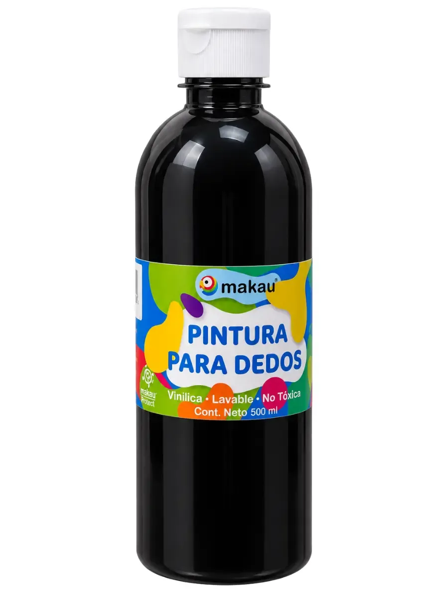 Pintura vinílica negro 500 ml – Mayoreo Envase de 500 ml al por mayor de pintura vinílica en color negro para proyectos escolares