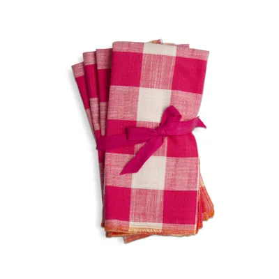 Pink Gingham Cotton Napkin