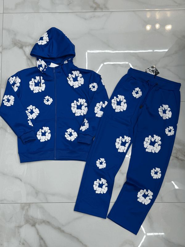 Tuta completa oversize fondo largo fiori BAMBINO blu Royal