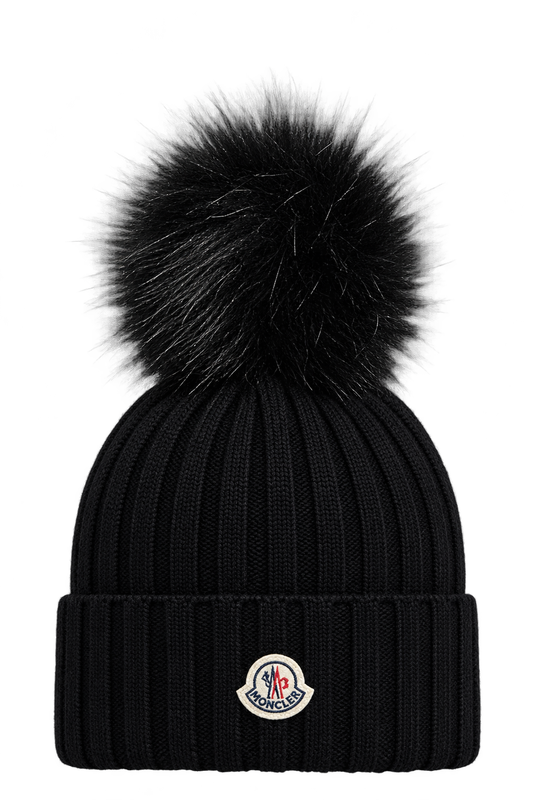 Moncler Wool Beanie with Pom Pom
