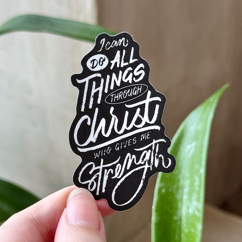 Philippians 4:13 Sticker (Black)