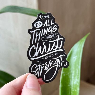 Philippians 4:13 Sticker (Black)