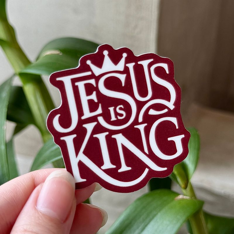 Jesus is King Sticker (Maroon)