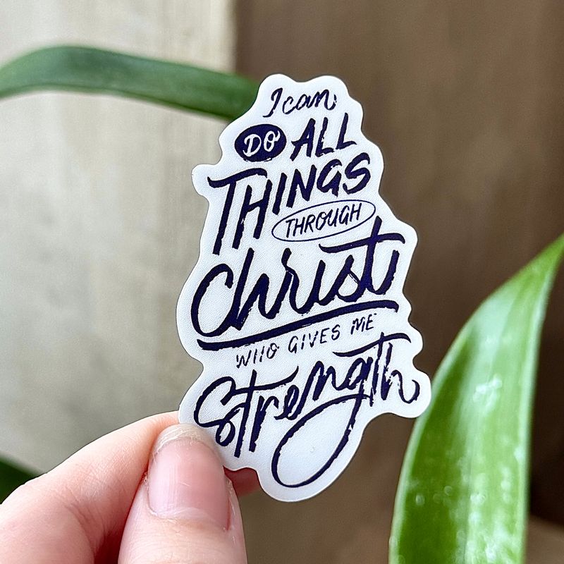 Philippians 4:13 Sticker (White)