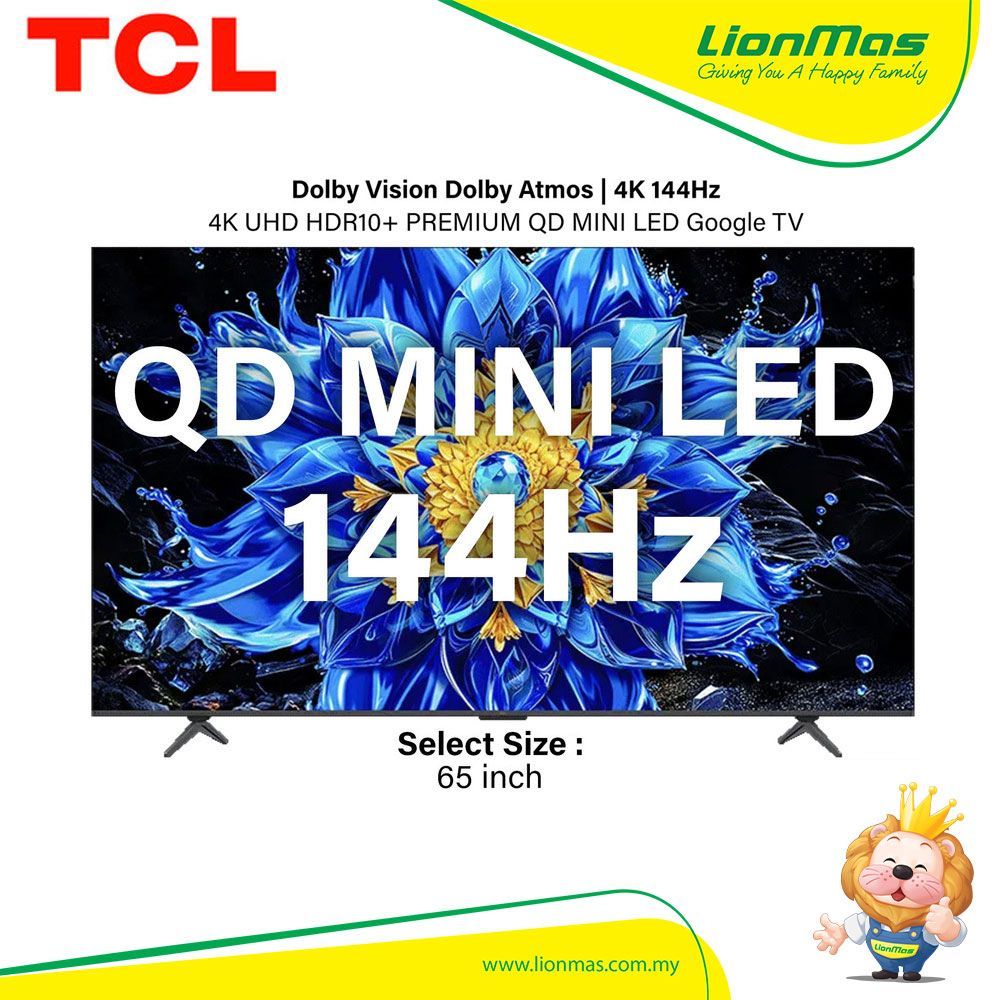 TCL P8L 65 Inch QD Mini LED Dimming Google TV 144Hz 4K UHD HDR10+ Dolby Vision Dolby Atmos MEMC Google 65P8L TCL P8L 65 Inch QD Mini LED Dimming Google TV 144Hz 4K UHD HDR10+ Dolby Vision Dolby Atmos MEMC Google 65P8L