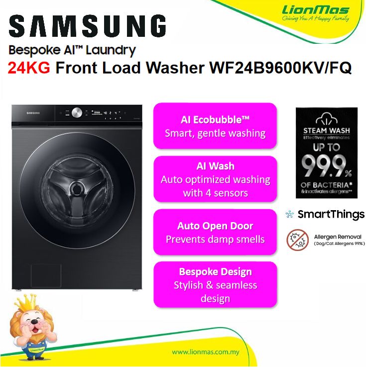 Samsung BESPOKE AI™ 24kg Inverter Smart Washing Machine WF24B9600KV/FQ AI Ecobubble™ Samsung BESPOKE AI™ 24kg Inverter Smart Washing Machine WF24B9600KV/FQ AI Ecobubble™