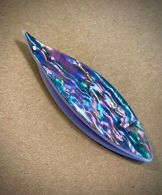 SewMate  Shuttle Decorated , Natural Shell veneer on both sides, Lavender Purple/Multi